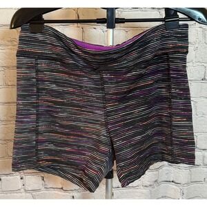 Ashley Blue Athletic Shorts Women's XL Multicolor Stripe Athletic Workout Gym